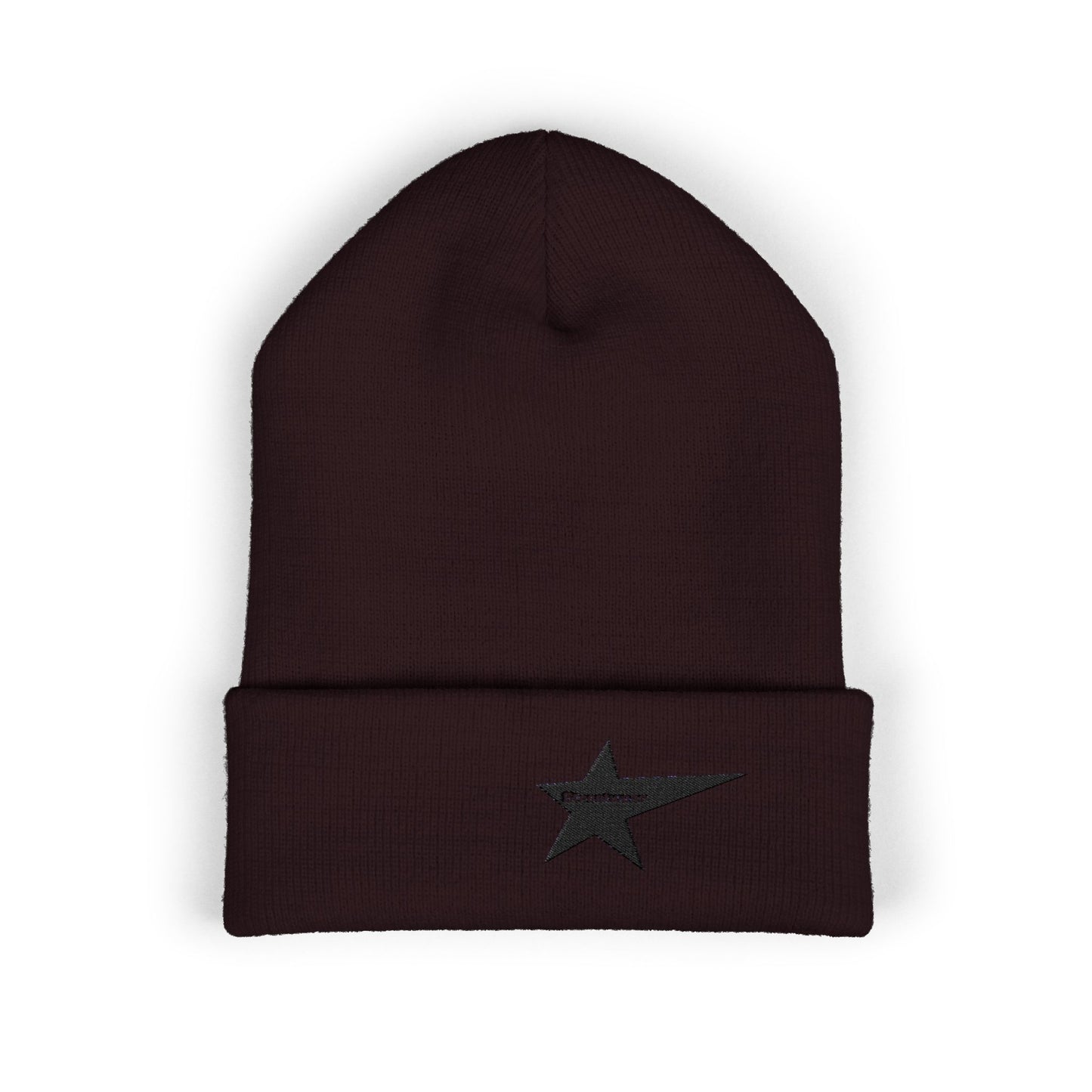 Classic Cuffed Beanie with Star Embroidery - Trendy Headwear for Streetwear Lovers