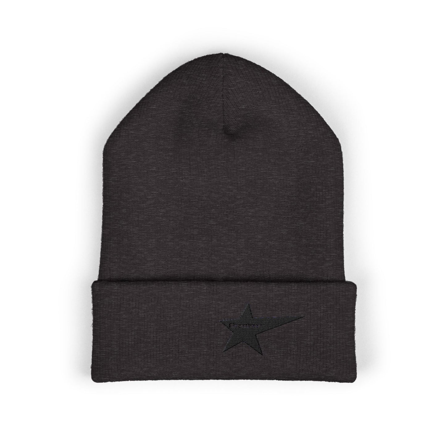 Classic Cuffed Beanie with Star Embroidery - Trendy Headwear for Streetwear Lovers