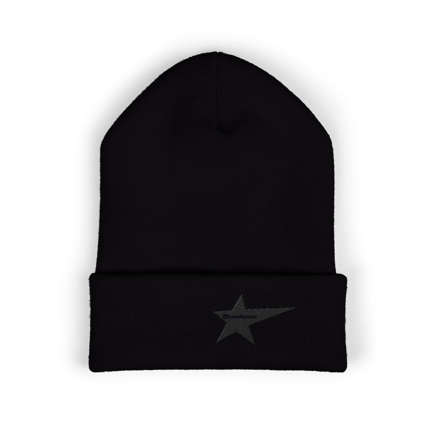 Classic Cuffed Beanie with Star Embroidery - Trendy Headwear for Streetwear Lovers